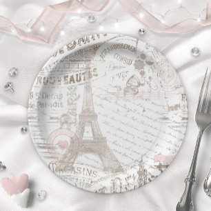 Assiettes En Carton Vintage Romance Collage rose ID226