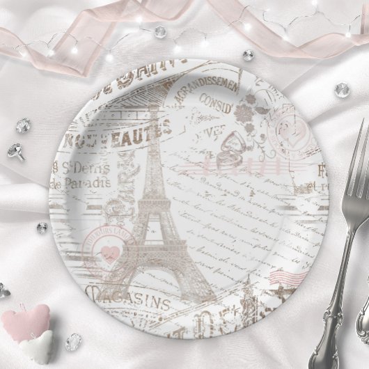Assiettes En Carton Vintage Romance Collage rose ID226