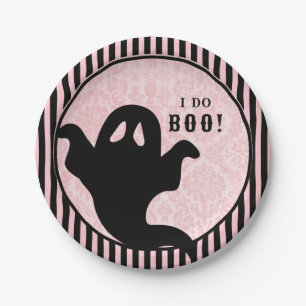 Assiettes En Carton Vintage Rose Damassé Mariage de Halloween Chauve