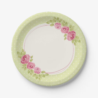 Assiettes En Carton Vintage Shabby Chic Roses Frame Paper Plate