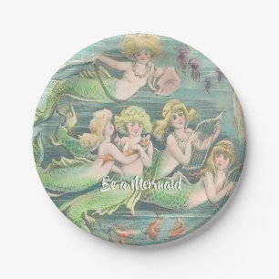 Assiettes En Carton Vintage sirène d'Imaginaire nautique, sois une sir