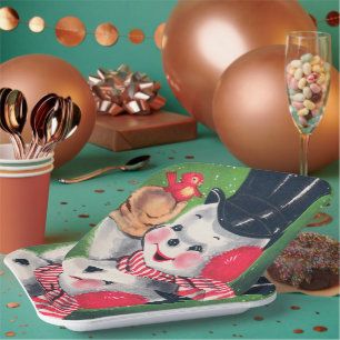 Assiettes En Carton Vintage snowman rétro plaque de fête de Noël