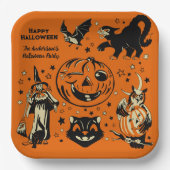 Assiettes En Carton Vintage Style Halloween Graphics Personalized (Recto)