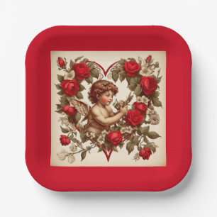Assiettes En Carton Vintage Valentine amour art cupide