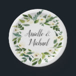 Assiettes En Carton Vintage végétation fleurie Jardin Plaques de maria<br><div class="desc">Vintage Floral Greenery Jardin Plaques de mariage - disposent d'un arrière - plan d'aquarelle imprimé avec une couronne d'aquarelle fleurie d'éléments design dans les tons blanc,  ivoire et vert (verdure). Utilisez ces assiettes à des réceptions,  des dîners de répétition,  des fêtes de fiançailles et plus encore.</div>