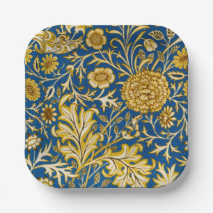 Assiettes En Carton Vintage William Morris Cherwell Bleu Art Floral