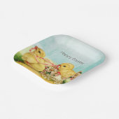 Assiettes En Carton Vintages poulets de Pâques (Angulaire)