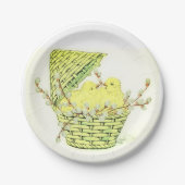 Assiettes En Carton Vintages poussins de Pâques (Devant)