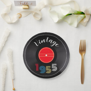 Assiettes En Carton Vinyle à rayures rétro Disque 1955 70e anniversair