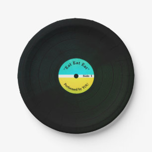 Assiettes En Carton Vinyle musical drôle de regard mangeant la