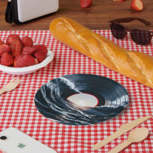 Assiettes En Carton Vinyle Vintage Surf Wave Océan Musique Rétro