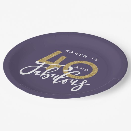 Assiettes En Carton violet 40 et fabuleuse fête d'anniversaire  (Angle)