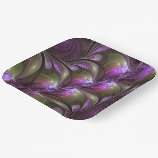 Assiettes En Carton Violet Abstrait violet violet kaki fractal (Angulaire)