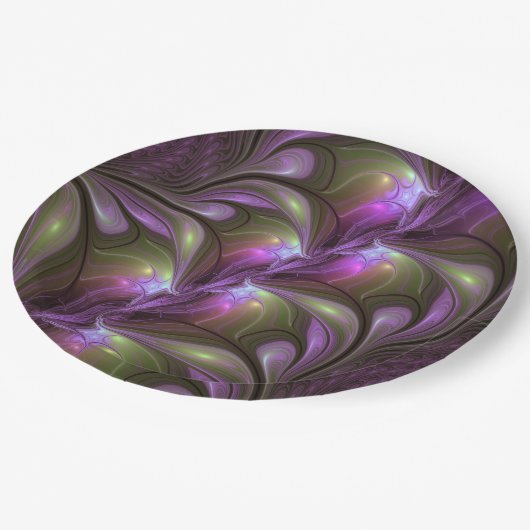Assiettes En Carton Violet Abstrait violet violet kaki fractal (Angle)