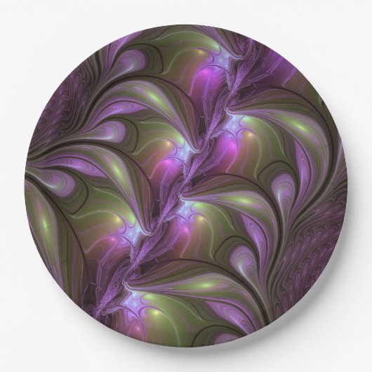 Assiettes En Carton Violet Abstrait violet violet kaki fractal (Devant)