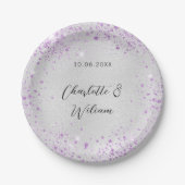 Assiettes En Carton violet argenté mariage brune noms (Devant)