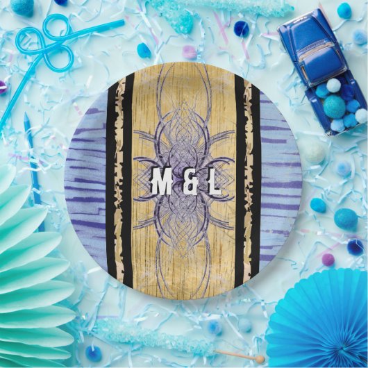 Assiettes En Carton Violet et bois Abstrait par Alexandra Cook (Fête)