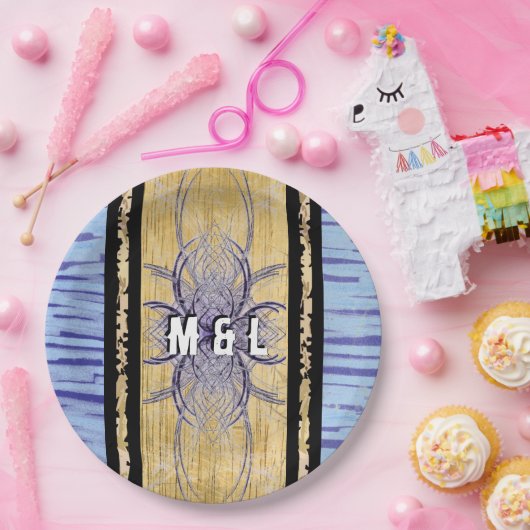 Assiettes En Carton Violet et bois Abstrait par Alexandra Cook (Fête)