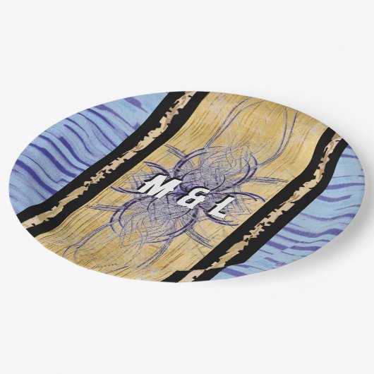 Assiettes En Carton Violet et bois Abstrait par Alexandra Cook (Angle)