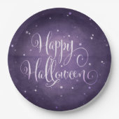 Assiettes En Carton Violet Faded Magical Stars Joyeux Halloween Party (Devant)