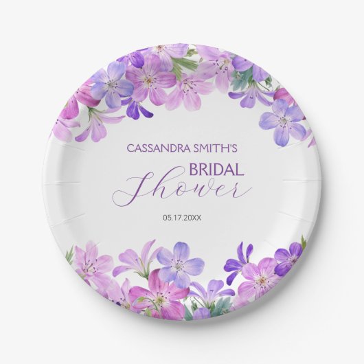 Assiettes En Carton Violet Geranium Bridal Brunch Douche (Devant)