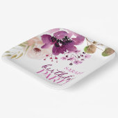 Assiettes En Carton Violet Magenta Purple Floral fête d'anniversaire (Angulaire)
