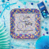 Assiettes En Carton Violet Mosaïque Bleue Bonjour Trente Anniversaire (Fête)