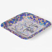 Assiettes En Carton Violet Mosaïque Bleue Bonjour Trente Anniversaire (Angulaire)