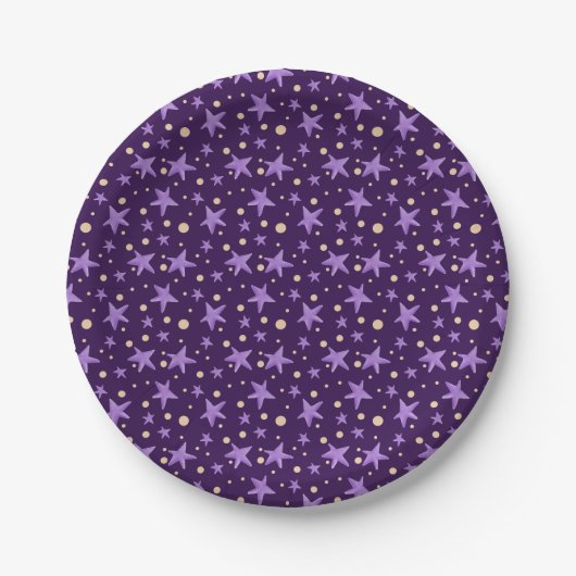 Assiettes En Carton Violet Stars Violet Starry Soirée (Devant)