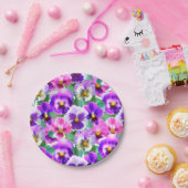 Assiettes En Carton Violets colorés Pansy Flower Motif (Fête)