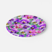 Assiettes En Carton Violets colorés Pansy Flower Motif (Angle)