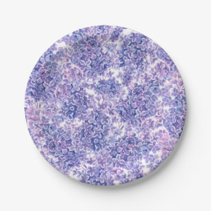 Assiettes En Carton Violette aquarelle fleurs lilas