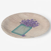 Assiettes En Carton Violettes dans un pot Mason bleu (Angle)