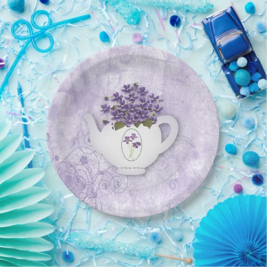 Assiettes En Carton Violettes En Plaque Papier Teapot (Fête)