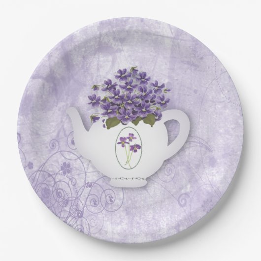 Assiettes En Carton Violettes En Plaque Papier Teapot (Devant)