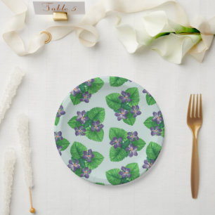 Assiettes En Carton Violettes en verre de mer bleu