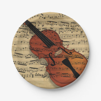 Assiettes En Carton Violon et musique Vintage