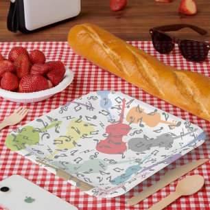 Assiettes En Carton Violons Et Notes Musicales
