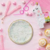 Assiettes En Carton Vip doré Abstrait en marbre vert à la menthe (Fête)