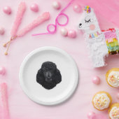 Assiettes En Carton Visage de chien de caniche noir (Fête)