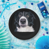 Assiettes En Carton Visage de chien noir et blanc (Fête)