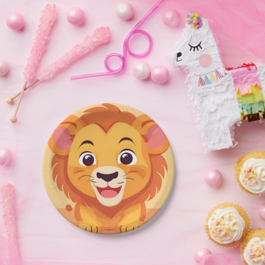 Assiettes En Carton Visage de lion mignon safari Jungle sauvage Fête d (Fête)