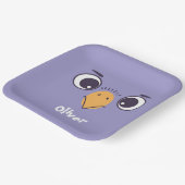 Assiettes En Carton Visage d'oiseau drôle avec de grands yeux (Angulaire)