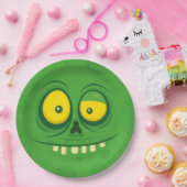 Assiettes En Carton Visage du monstre vert d'Halloween (Fête)