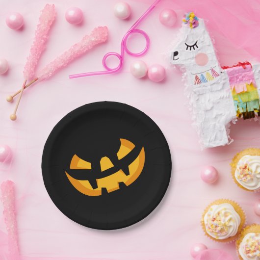 Assiettes En Carton Visage Jack-O-Lantern (Fête)