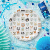 Assiettes En Carton Visages conviviaux | Portraits d'animaux mignons (Fête)