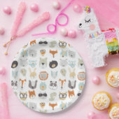 Assiettes En Carton Visages conviviaux | Portraits d'animaux mignons (Fête)