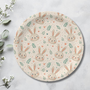 Assiettes En Carton Visages de Lapin Miniature Vintage avec Motif de R