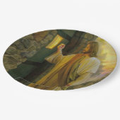 Assiettes En Carton Visitation à Dawn Jesus frappe sur une porte rusti (Angle)