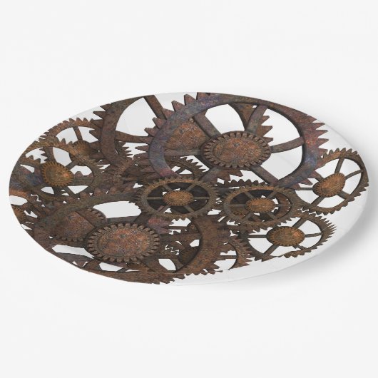 Assiettes En Carton Vitesses rouillées en métal de Steampunk (Angle)